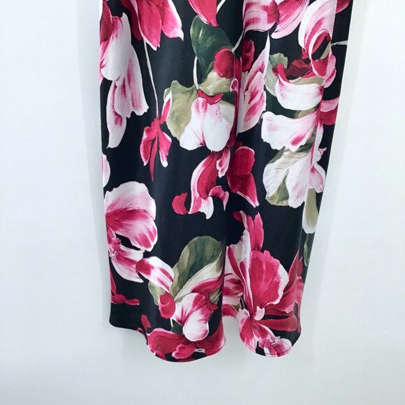 Women's XXL Elegant Lilac & London Floral Nightgown Chemise Slip Black Red Silky - Picture 9 of 10